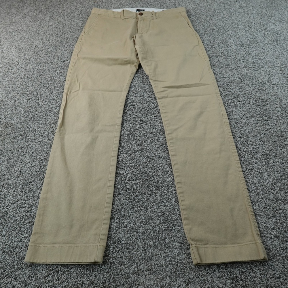 J‎ Crew Pants Mens 31X32 Beige Tan Brown Khaki Flex Slim Chino Trouser Stretch